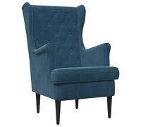 vidaXL Fauteuil Bleu Velours, Fauteuil Moderne, Confortable pour Salon, élégant en Velours, Assise Douillette pour Chambre, Coin Lounge Chic