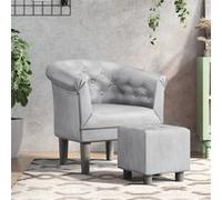 vidaXL – Fauteuil cabriolet avec repose‑pied – Dossier et accoudoirs – Similicuir argenté