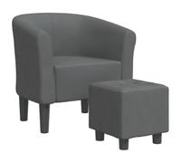 vidaXL Fauteuil Cabriolet avec Repose-Pied, Chaise avec Accoudoirs, Canapé avec Dossier, Siège Rembourré Salon Chambre, Gris Foncé Tissu