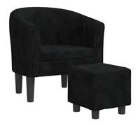 vidaXL Fauteuil Cabriolet avec Repose-Pied, Chaise avec Accoudoirs, Canapé avec Dossier, Siège Rembourré Salon Chambre, Noir Velours