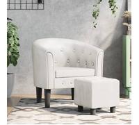 vidaXL Fauteuil Cabriolet avec Repose-Pied, Chaise avec Accoudoirs, Canapé avec Dossier, Siège Rembourré Salon Chambre, Moderne, Blanc Similicuir