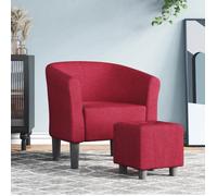 vidaXL Fauteuil cabriolet 356434 avec repose-pied, accoudoirs, siège rembourré, tissu rouge bordeaux