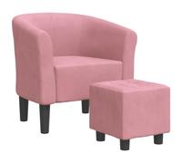 vidaXL Fauteuil Cabriolet avec Repose-Pied, Chaise avec Accoudoirs, Canapé avec Dossier, Siège Rembourré Salon Chambre, Rose Velours