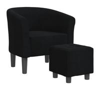 vidaXL Fauteuil Cabriolet avec Repose-pied, Chaise avec Accoudoirs, Canapé avec Dossier, Siège Rembourré Salon Chambre, Noir 356439