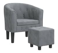 vidaXL Fauteuil Cabriolet avec Repose-Pied, Chaise avec Accoudoirs, Canapé avec Dossier, Siège Rembourré Salon Chambre, Gris Foncé Velours
