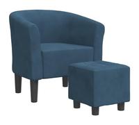 vidaXL Fauteuil Cabriolet avec Repose-pied, Chaise avec Accoudoirs, Canapé avec Dossier, Siège Rembourré Salon Chambre, Bleu 356453