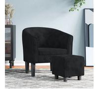 vidaXL Fauteuil Cabriolet avec Repose-Pied, Chaise avec Accoudoirs, Canapé avec Dossier, Siège Rembourré Salon Chambre, Noir Velours