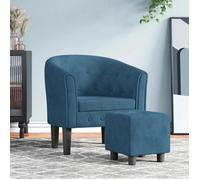 Vidaxl Fauteuil Avec Repose-Pied Bleu Foncé Velours Bleu