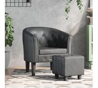 vidaXL Fauteuil cabriolet avec repose-pied, siège rembourré et accoudoirs – Moderne Gris similicuir