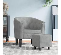 vidaXL Fauteuil Cabriolet avec Repose-pied, Chaise avec Accoudoirs, Canapé avec Dossier, Siège Rembourré Salon Chambre, Gris 356477