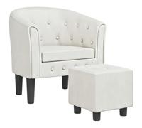vidaXL Fauteuil Cabriolet avec Repose-Pied, Chaise avec Accoudoirs, Canapé avec Dossier, Siège Rembourré Salon Chambre, Moderne, Blanc Similicuir