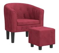Vidaxl Fauteuil Avec Repose-Pied Rouge Bordeaux Velours Rouge