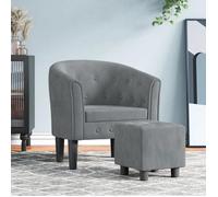 vidaXL Fauteuil Cabriolet avec Repose-pied, Chaise avec Accoudoirs, Canapé avec Dossier, Siège Rembourré Salon Chambre, Gris 356478