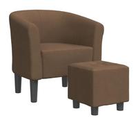 vidaXL Fauteuil Cabriolet avec Repose-Pied, Chaise avec Accoudoirs, Canapé avec Dossier, Siège Rembourré Salon Chambre, Marron Tissu