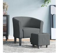 vidaXL Fauteuil Cabriolet avec Repose-pied, Chaise avec Accoudoirs, Canapé avec Dossier, Siège Rembourré Salon Chambre, Gris 356437