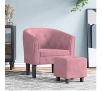 vidaXL Fauteuil cabriolet avec repose-pied, accoudoirs et siège rembourré — velours rose