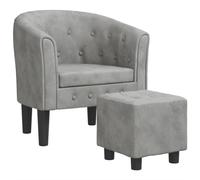vidaXL Fauteuil Cabriolet avec Repose-pied, Chaise avec Accoudoirs, Canapé avec Dossier, Siège Rembourré Salon Chambre, Gris 356477