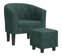 vidaXL Fauteuil Cabriolet avec Repose-Pied, Chaise avec Accoudoirs, Canapé avec Dossier, Siège Rembourré Salon Chambre, Vert Foncé Velours