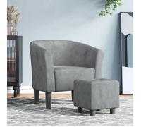 vidaXL Fauteuil cabriolet 356450 avec repose-pied, accoudoirs, dossier, siège rembourré Gris