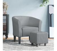 vidaXL Fauteuil Cabriolet avec Repose-pied, Chaise avec Accoudoirs, Canapé avec Dossier, Siège Rembourré Salon Chambre, Gris 356436