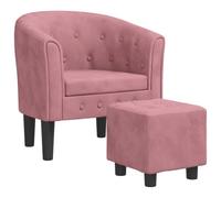 vidaXL Fauteuil Cabriolet avec Repose-Pied, Chaise avec Accoudoirs, Canapé avec Dossier, Siège Rembourré Salon Chambre, Rose Velours