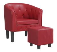 vidaXL Fauteuil Cabriolet avec Repose-Pied, Chaise avec Accoudoirs, Canapé avec Dossier, Siège Rembourré Salon, Moderne, Rouge Bordeaux Similicuir