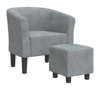 vidaXL Fauteuil cabriolet 356450 avec repose-pied, accoudoirs, dossier, siège rembourré Gris