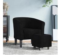 vidaXL Fauteuil Cabriolet avec Repose-pied, Chaise avec Accoudoirs, Canapé avec Dossier, Siège Rembourré Salon Chambre, Noir 356439