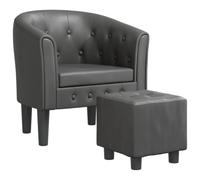 vidaXL Fauteuil cabriolet avec repose-pied, siège rembourré et accoudoirs – Moderne Gris similicuir
