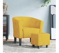 vidaXL Fauteuil Cabriolet avec Repose-Pied, Chaise avec Accoudoirs, Canapé avec Dossier, Siège Rembourré Salon Chambre, Jaune Velours