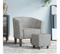 vidaXL Fauteuil Cabriolet avec Repose-pied, Chaise avec Accoudoirs, Canapé avec Dossier, Siège Rembourré Salon Chambre, Gris 356449