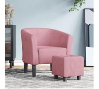 vidaXL Fauteuil cabriolet Chaise avec repose-pied, accoudoirs, siège rembourré – velours rose