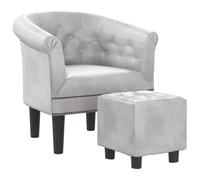 vidaXL – Fauteuil cabriolet avec repose‑pied – Dossier et accoudoirs – Similicuir argenté