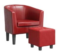 vidaXL Fauteuil cabriolet 356495 avec repose-pied, dossier et accoudoirs Rouge bordeaux similicuir