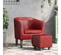 vidaXL Fauteuil cabriolet 356495 avec repose-pied, dossier et accoudoirs Rouge bordeaux similicuir