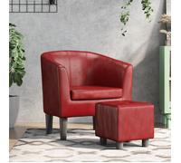 vidaXL Fauteuil cabriolet 356495 avec repose-pied, dossier et accoudoirs Rouge bordeaux similicuir