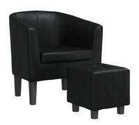 vidaXL Fauteuil cabriolet avec repose-pied, dossier et accoudoirs – Similicuir Noir