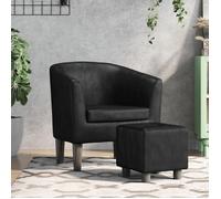 vidaXL Fauteuil cabriolet avec repose-pied, dossier et accoudoirs – Similicuir Noir