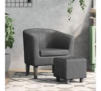 vidaXL Fauteuil cabriolet 356492 avec repose-pied, dossier et accoudoirs en similicuir Gris