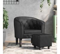 Vidaxl Fauteuil Cabriolet Avec Repose-Pied Noir Similicuir Noir