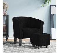 Vidaxl Fauteuil Cabriolet Avec Repose-Pied Noir Tissu Noir