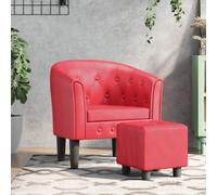 vidaXL Fauteuil cabriolet avec repose-pied, accoudoirs, siège rembourré, moderne, Rouge simili cuir