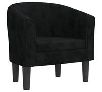 vidaXL Fauteuil Cabriolet, Chaise avec Accoudoirs, Canapé avec Dossier, Siège Rembourré, Meuble de Salon Chambre Bureau, Noir Velours