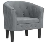 vidaXL Fauteuil Cabriolet, Chaise avec Accoudoirs, Canapé avec Dossier, Siège Rembourré, Meuble de Salon Chambre Bureau, Gris Foncé Velours