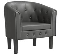 vidaXL Fauteuil Cabriolet, Chaise avec Accoudoirs, Canapé avec Dossier, Siège Rembourré, Meuble de Salon Chambre, Moderne, Gris Similicuir