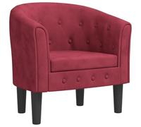 vidaXL Fauteuil Cabriolet, Chaise avec Accoudoirs, Canapé avec Dossier, Siège Rembourré, Meuble de Salon Chambre Bureau, Rouge Bordeaux Velours