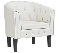 vidaXL Fauteuil Cabriolet, Chaise avec Accoudoirs, Canapé avec Dossier, Siège Rembourré, Meuble de Salon Chambre, Moderne, Blanc Similicuir