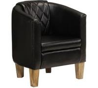 vidaXL Fauteuil Cabriolet, Chaise de Relaxation, Siège avec Accoudoirs Rembourrés, Canapé de Salon Salle de Séjour, Noir Cuir Véritable 359639 Noir