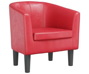vidaXL Fauteuil Cabriolet, Chaise de Relaxation, Siège avec Dossier et Accoudoirs, Canapé de Bureau Salon Chambre à Coucher, Rouge Similicuir