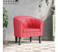 vidaXL Fauteuil Cabriolet, Chaise avec Accoudoirs, Canapé avec Dossier, Siège Rembourré, Meuble de Salon Chambre, Moderne, Rouge Similicuir